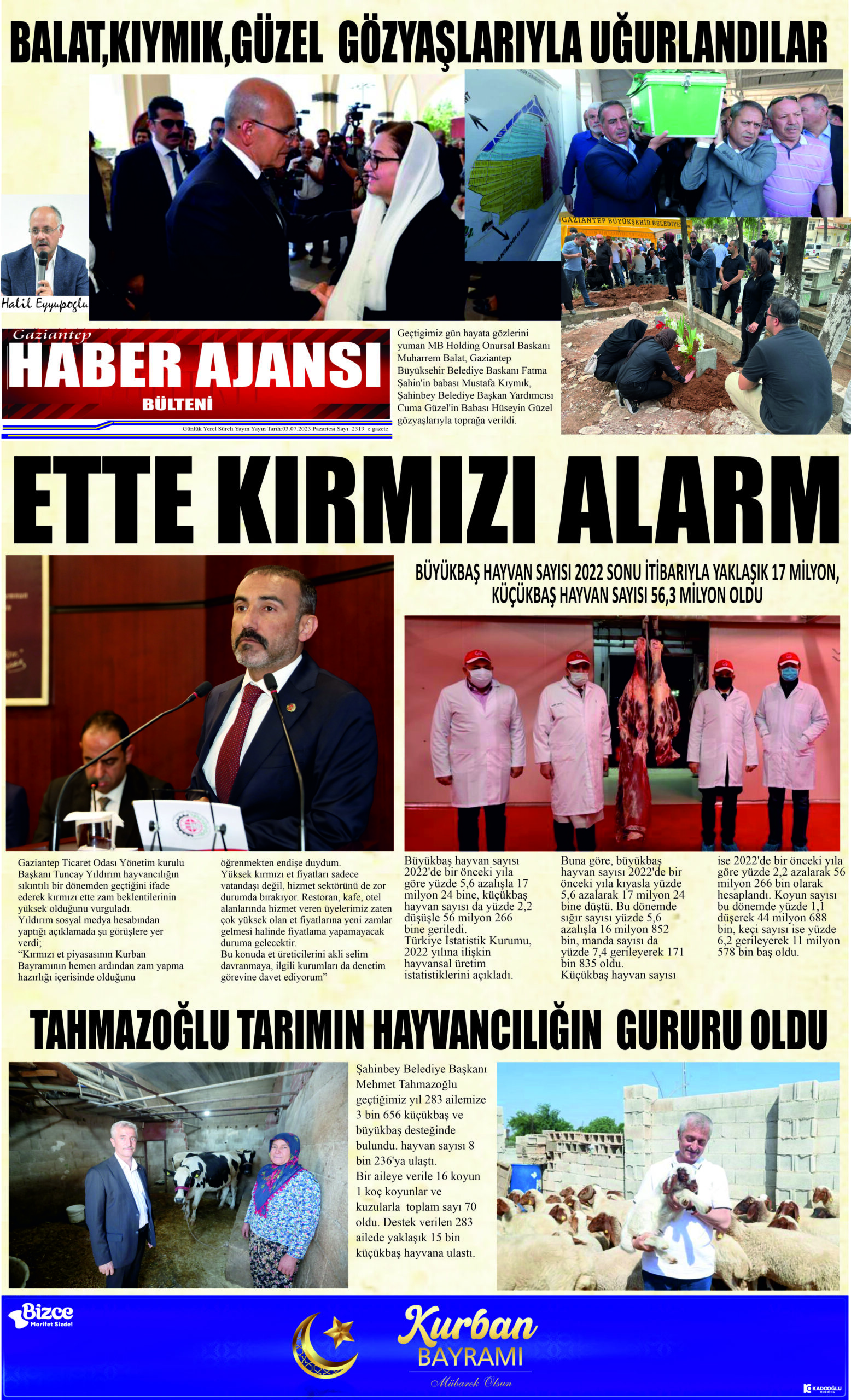Gaziantep Haber Ajansı Bülteni Pazartesi 03.07.2023 e gazete