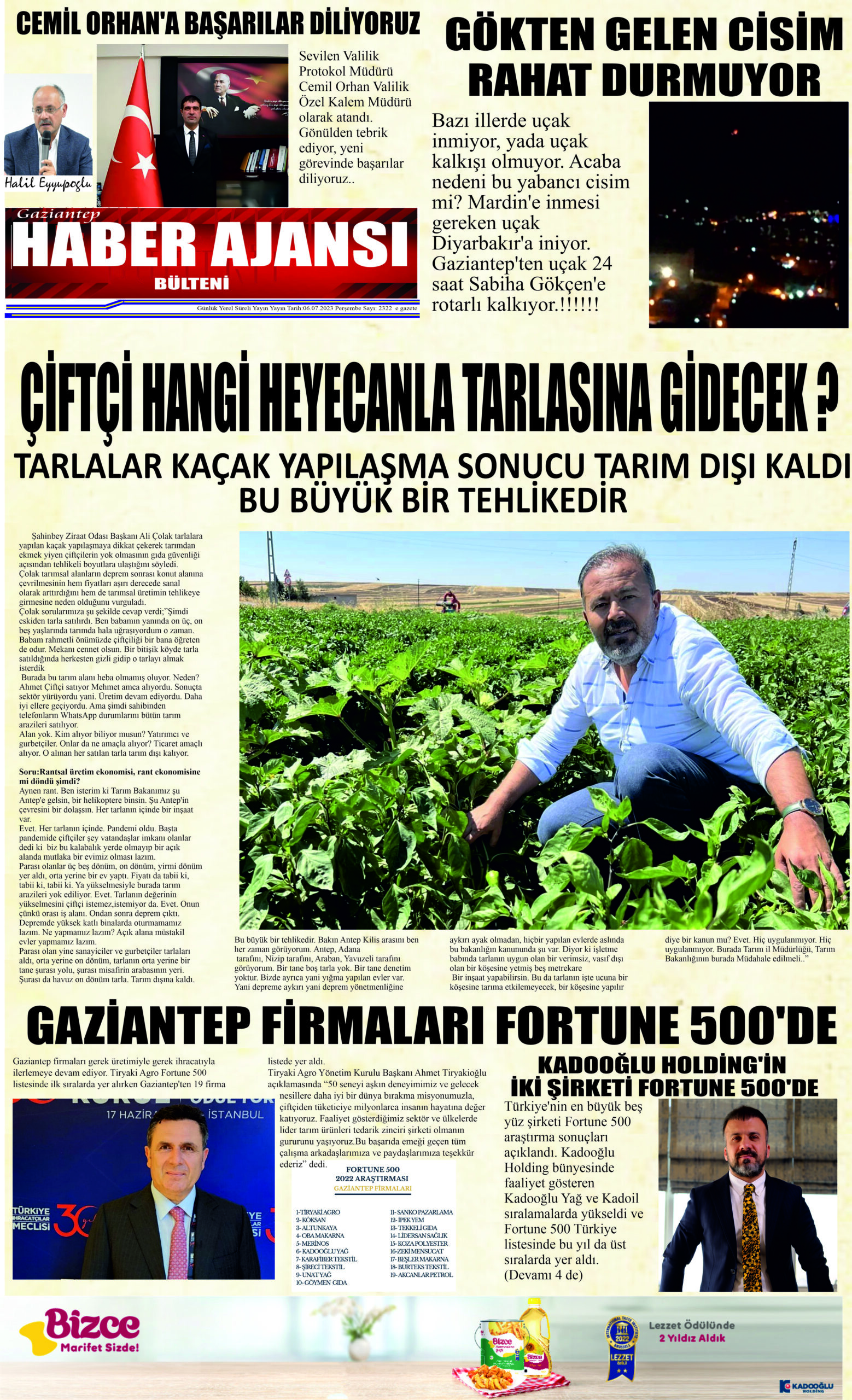 Gaziantep Haber Ajansı Bülteni Perşembe 06.07.2023 e gazete