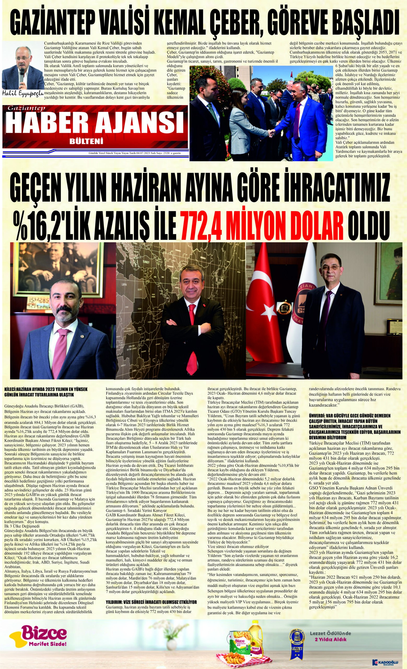 Gaziantep Haber Ajansı Bülteni Salı 04.07.2023 e gazete