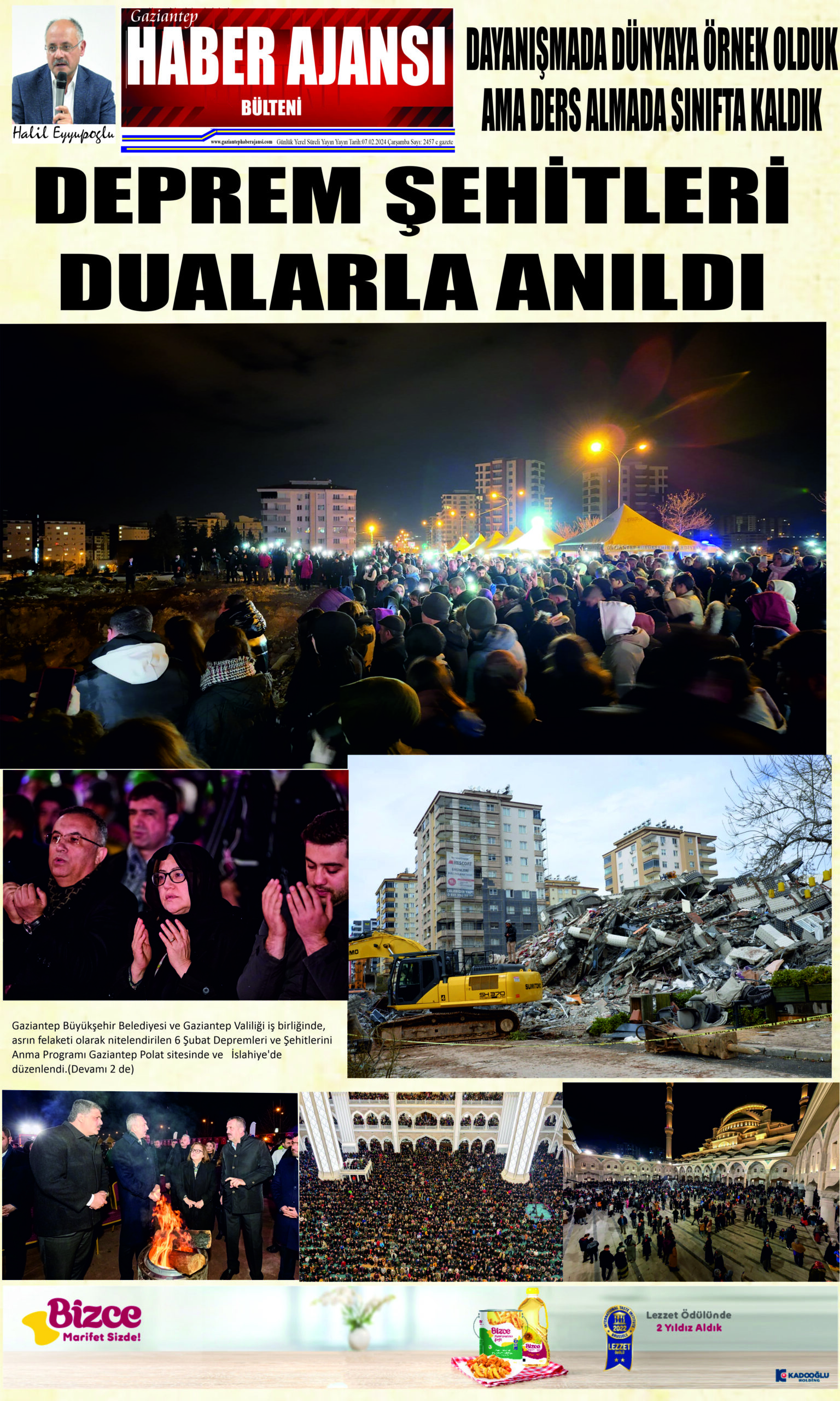 Gaziantep Haber Ajansı Bülteni Çarşamba 07.02.2024 e gazete