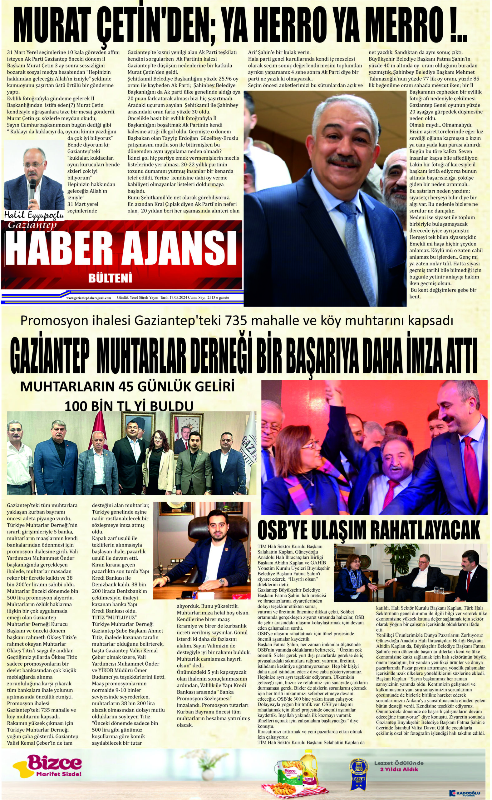 Gaziantep Haber Ajansı Bülteni Cuma 17.05.2024 e gazete