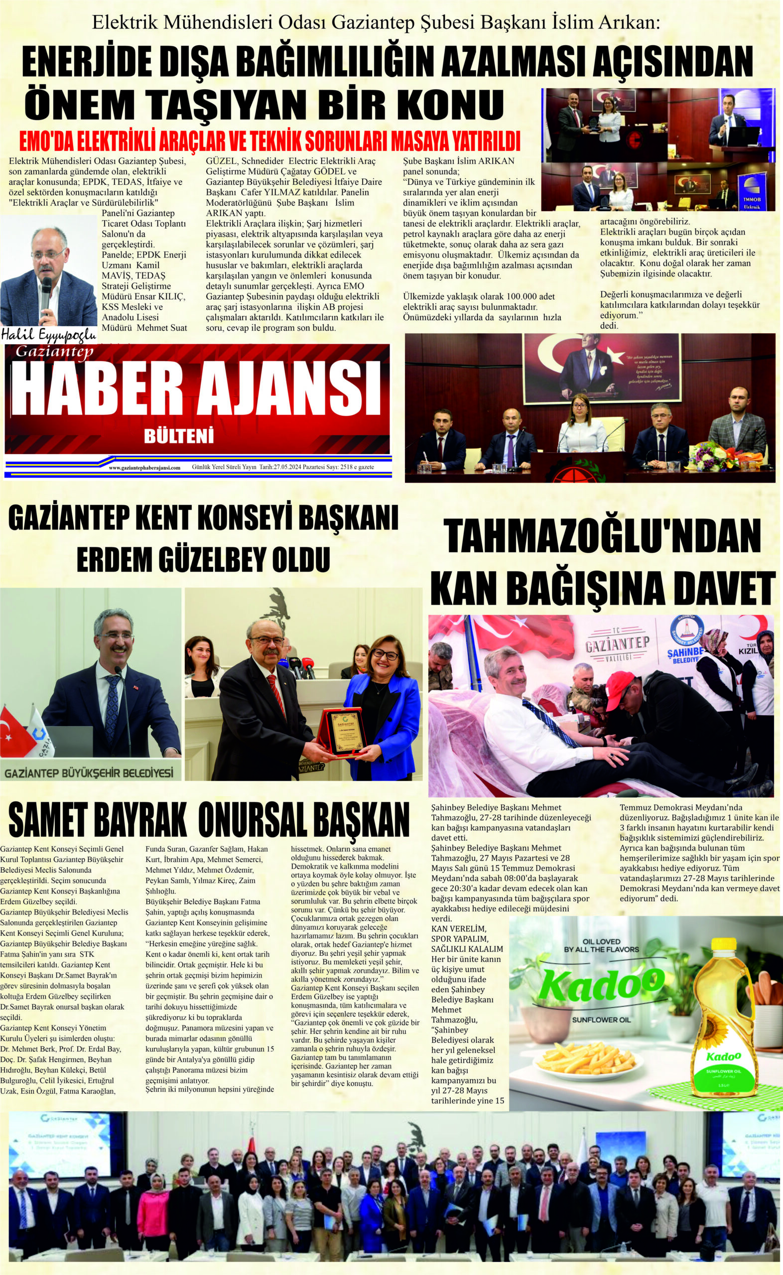 Gaziantep Haber Ajansı Bülteni Pazartesi 27.05.2024 e gazete