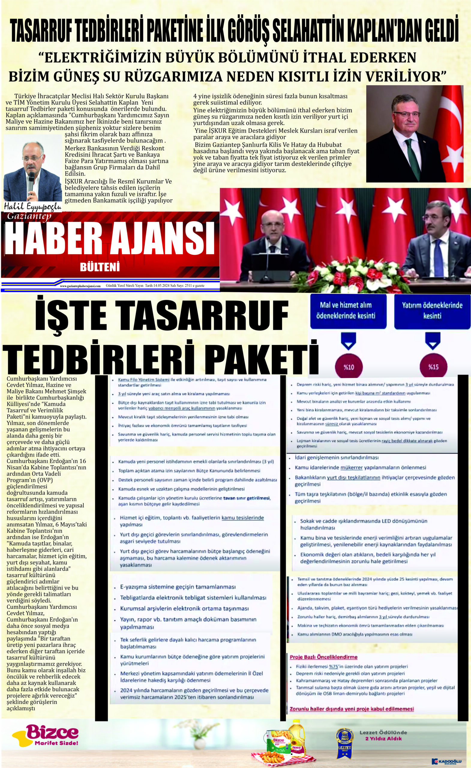 Gaziantep Haber Ajansı Bülteni Salı 14.05.2024 e gazete