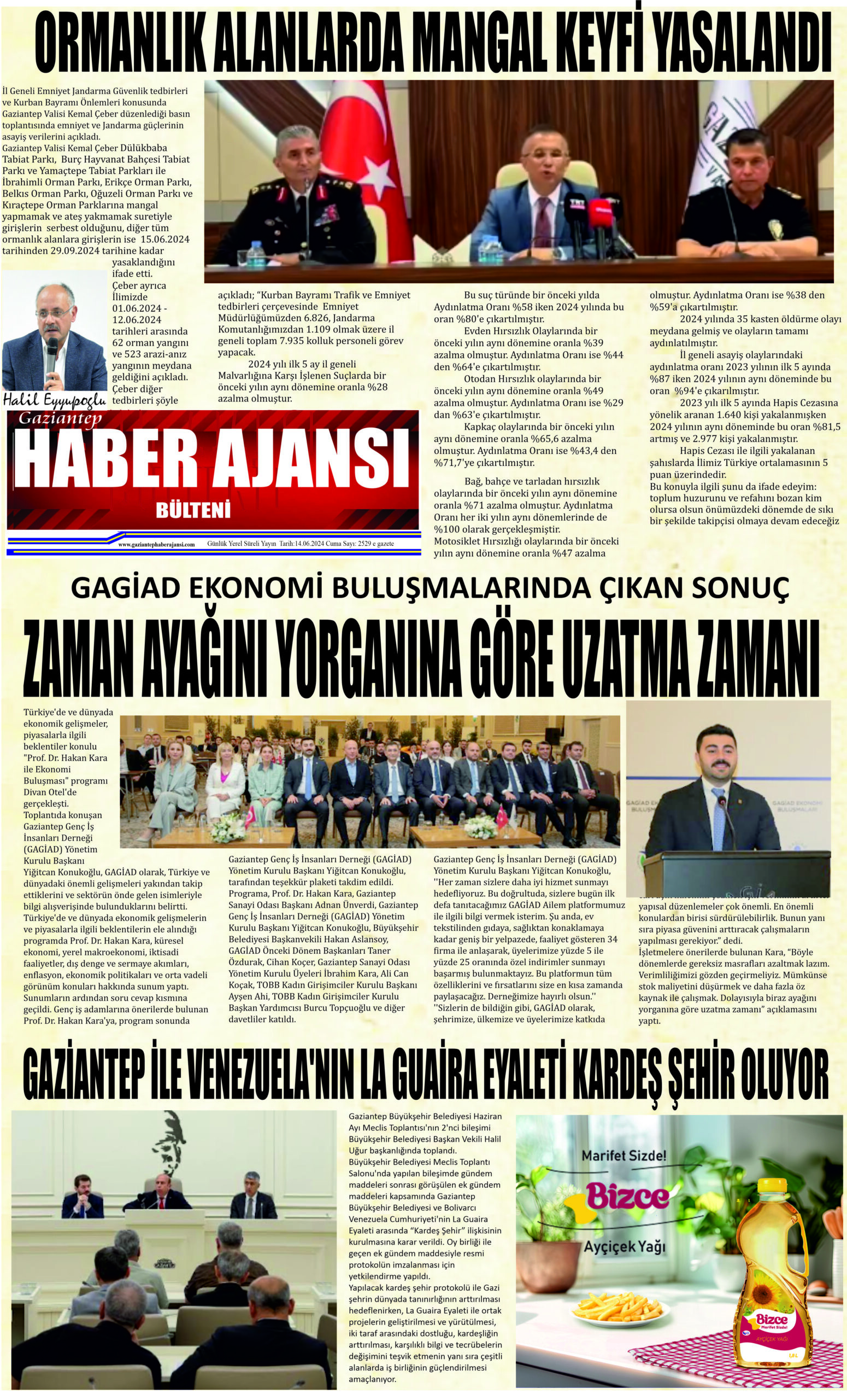 Gaziantep Haber Ajansı Bülteni Cuma 14.06.2024 e gazete