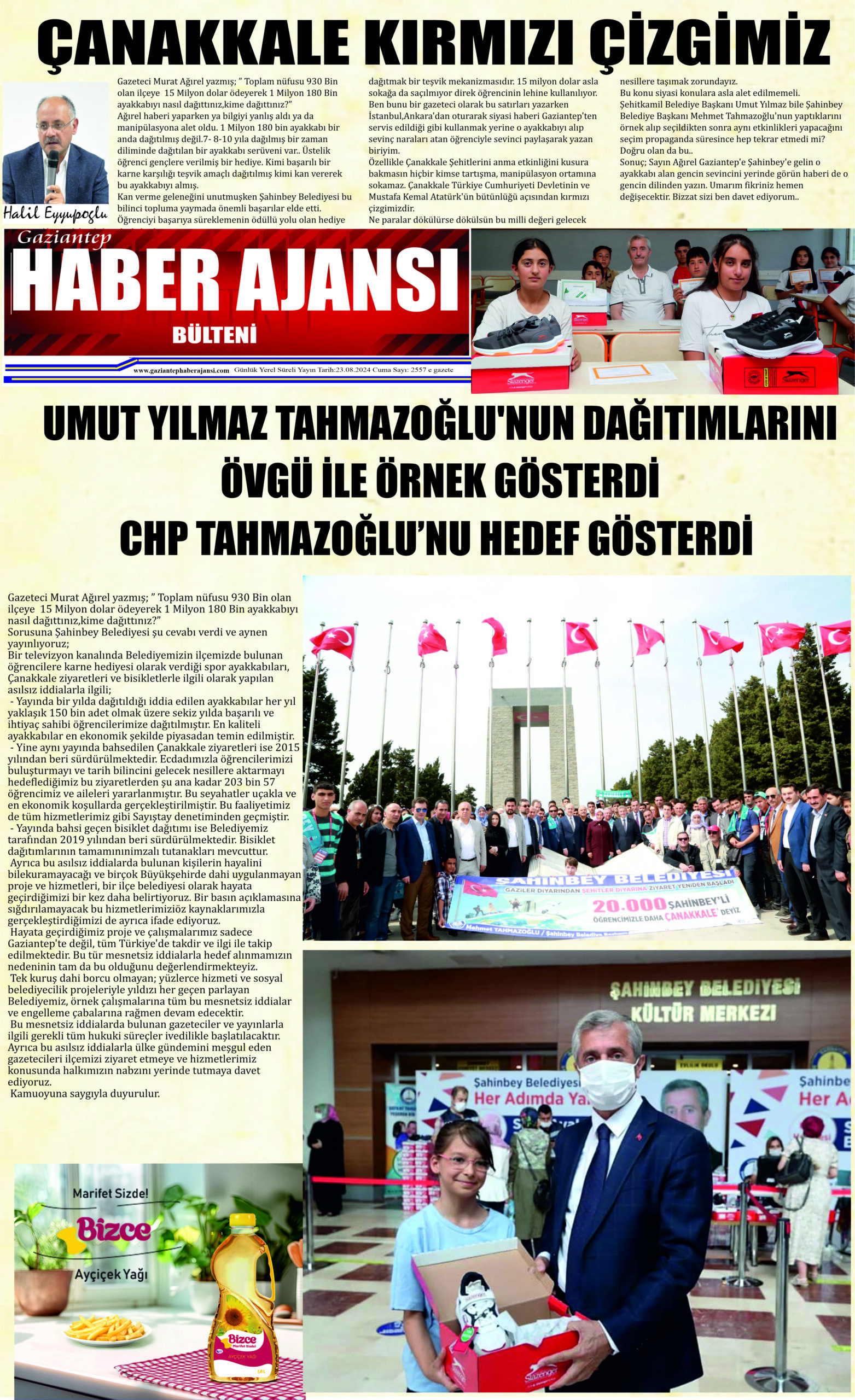 Gaziantep Haber Ajansı Bülteni Cuma 23.08.2024 e gazete