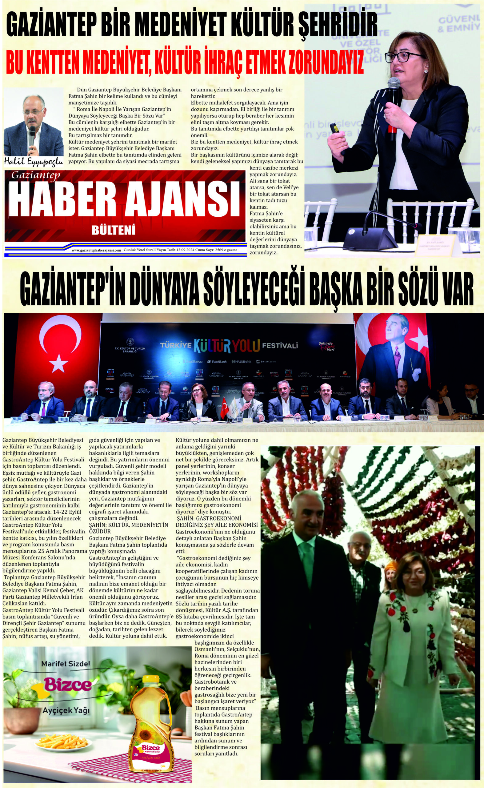 Gaziantep Haber Ajansı Bülteni Cuma 13.09.2024 e gazete