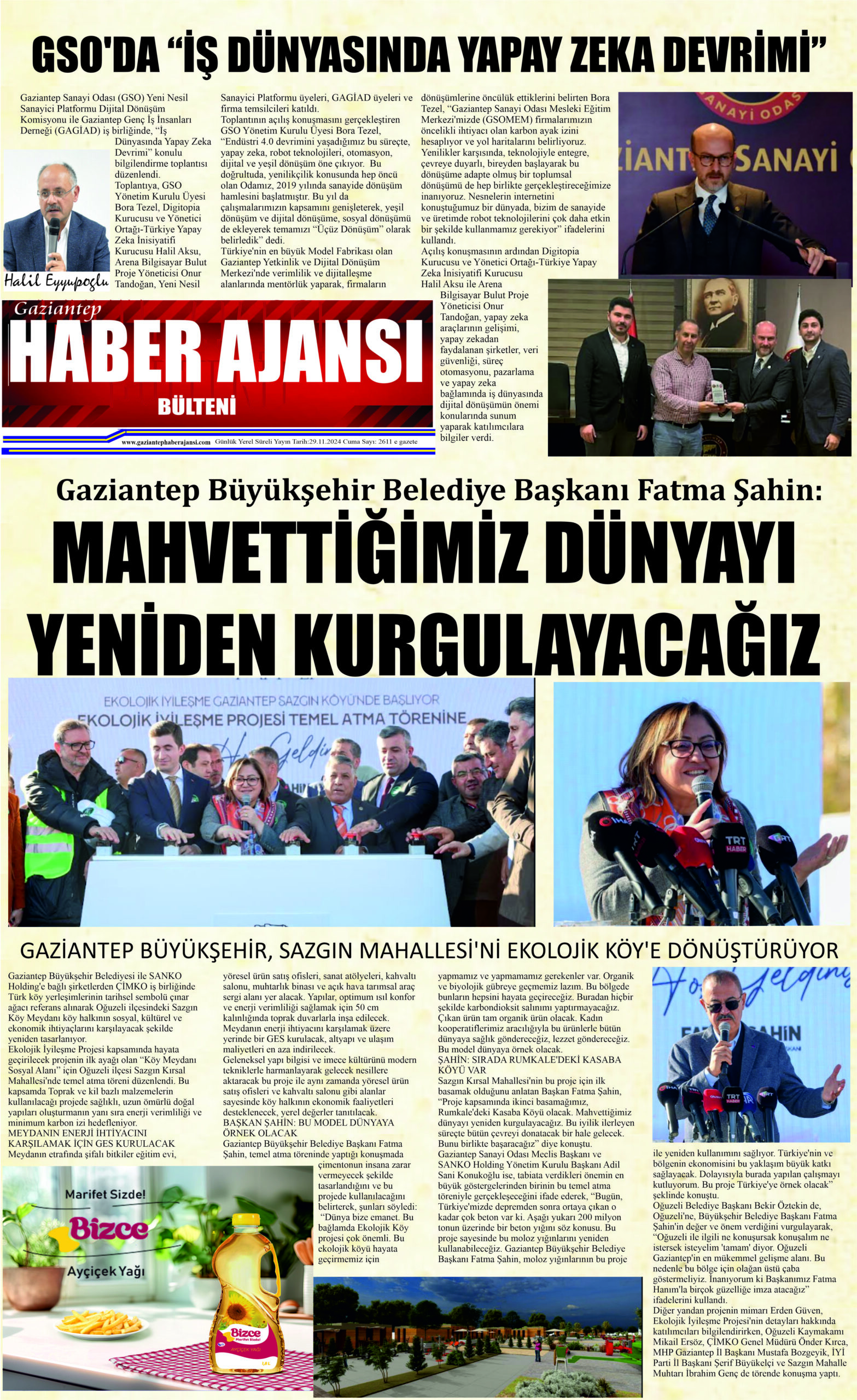 Gaziantep Haber Ajansı Bülteni Cuma 29.11.2024 e gazete