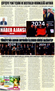 Gaziantep Haber Ajansı Bülteni Pazartesi 18.11.2024 e gazete