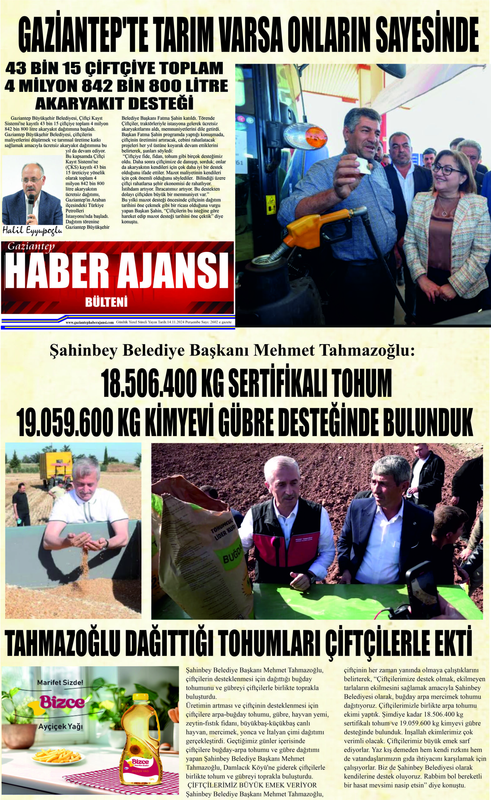 Gaziantep Haber Ajansı Bülteni Perşembe 14.11.2024 e gazete