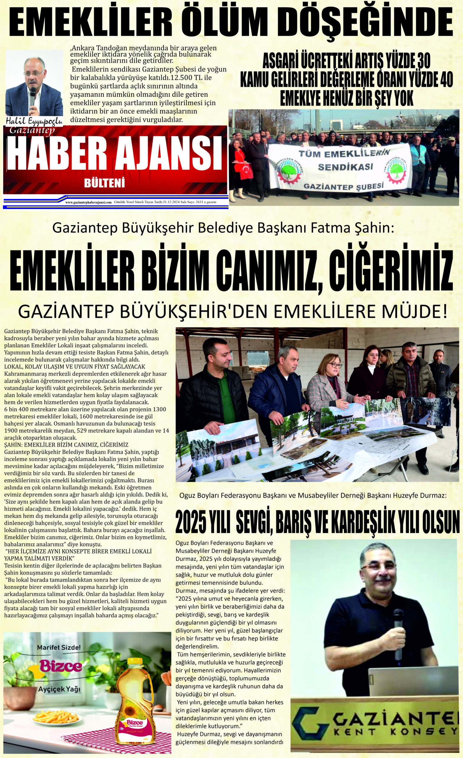 Gaziantep Haber Ajansı Bülteni Salı 31.12.2024 e gazete